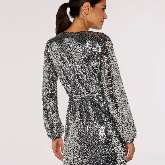 Silver Sequin Mini Dress - Medium - Picture 2 of 8